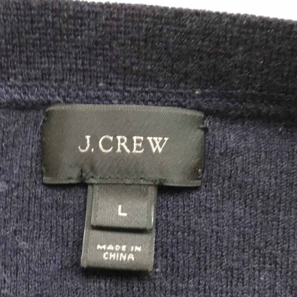 J CREW HENLEY WOOL HENLEY LONG SLEEVE NAVY PULLOVER WOMENS LARGE